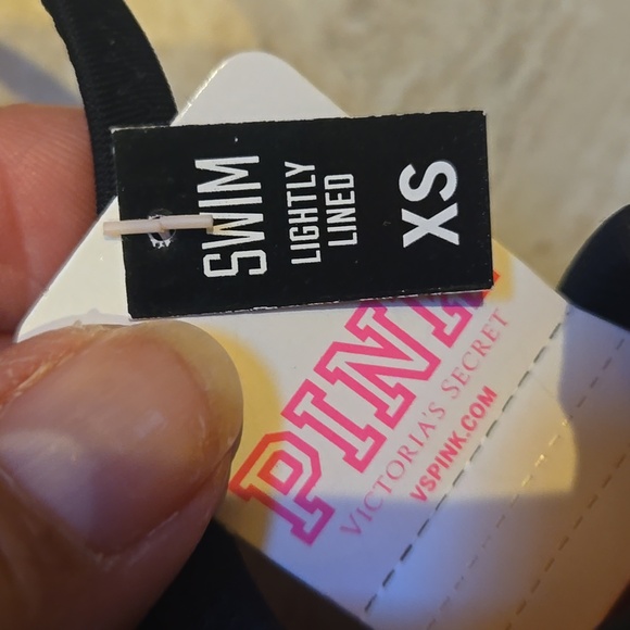 NWT PINK Victoria's Secret Black Tie Front Halter Bikini Top - Picture 3 of 10